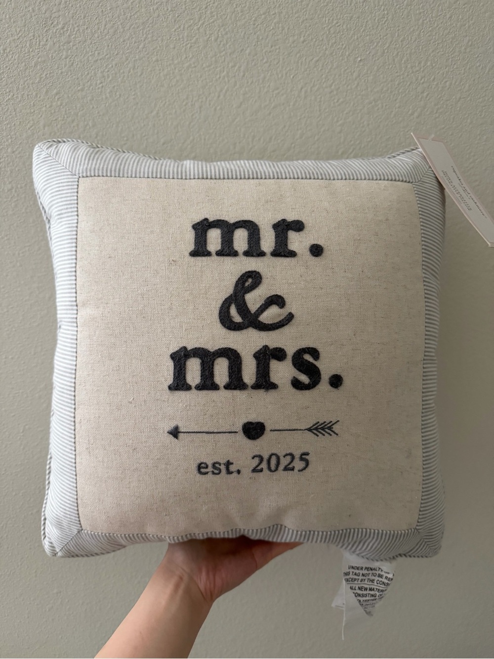 Mr. & Mrs. 2025 Decorative Pillow by cupcakes and cashmere bnwt